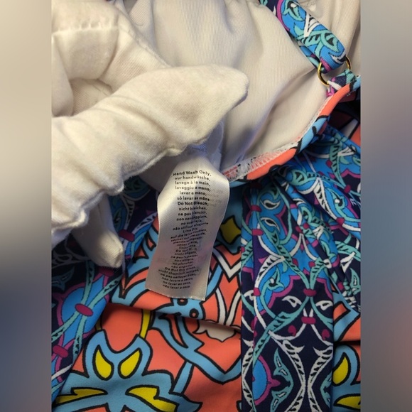 VENUS Blue and Pink One Piece Swimsuit with Decorative Waist Tie - Picture 8 of 14